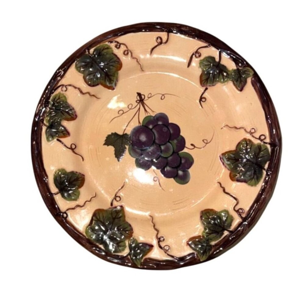 Handpainted Grape Vine Decorative salad Ceramic Plate Pacific Rim Exclusive Chin